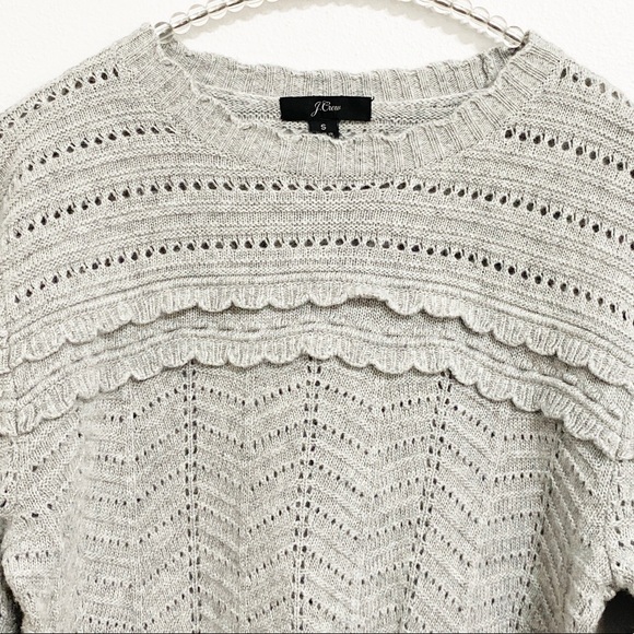 J. Crew Crewneck Scalloped Pointelle Sweater Small - Picture 5 of 7